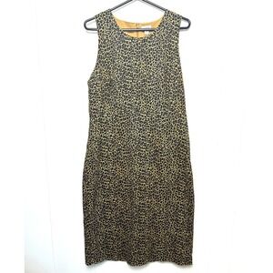 J Crew Womens Dress‎ 12 Sleeveless Leopard Print Tan Cotton Blend Preppy
